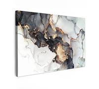 MuchoWow© Impression sur Toile Decoration Murale Peinture 30x20 cm Tableaux Decoratifs Muraux Décoration Chambre Marbre - Or - Abstrait - Noir et blanc - Luxe