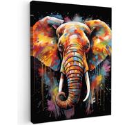 MuchoWow© Impression sur Toile Decoration Murale Peinture 30x40 cm Tableaux Decoratifs Muraux Décoration Chambre Éléphant - Graffiti - Noir - Animaux - Couleurs