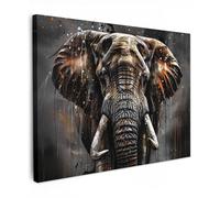 MuchoWow© Impression sur Toile Decoration Murale Peinture 40x30 cm Tableaux Art Décoratif Muraux Décoration Chambre Éléphant - Aquarelle - Faune et Flore - Luxe
