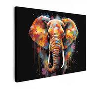MuchoWow© Impression sur Toile Decoration Murale Peinture 40x30 cm Tableaux Decoratifs Muraux Décoration Chambre Éléphant - Graffiti - Noir - Animaux - Couleurs