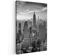 MuchoWow© Impression sur Toile Decoration Murale Peinture 60x90 cm Tableaux Art Décoratif Muraux Décoration Chambre Architecture - Noir et blanc - Ville - Skyline - New York