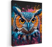 MuchoWow© Impression sur Toile Peinture 50x70 cm Tableau Mural Decoration Salon Reproductions de Tableaux Murale Moderne Hibou - Oiseau - Coloré - Graffiti - Art