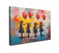 MuchoWow© Impression sur Toile Peinture 60x40 cm Tableau Mural Decoration Salon Reproductions de Tableaux Murale Moderne Graffiti - Enfants - Street art - Ballon - Banksy