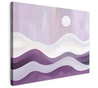MuchoWow© Impression sur Toile Peinture Tableau Mural Decoration Salon | 80x60 cm - Reproductions de Tableaux Murale Moderne Paysage - Abstrait - Violet - Blanc
