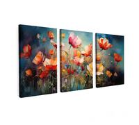 Muchowow Leinwandbild 3er set fleurs - 240x240 cm