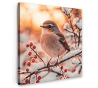 Muchowow Oiseau branche hiver neige - 50x50 cm
