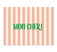 MuchoWow© Poster De Jardin 120x90 cm Deco Exterieur Decoration Balcon Décoration Affiche Murale Extérieur Terrasse Mur Déco Appartement Décorative Rose pâle - Vert - Rayures - Mon Chéri