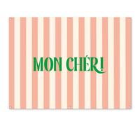 MuchoWow© Poster De Jardin 160x120 cm Deco Exterieur Decoration Balcon Décoration Affiche Murale Extérieur Terrasse Mur Déco Appartement Décorative Rose pâle - Vert - Rayures - Mon Chéri