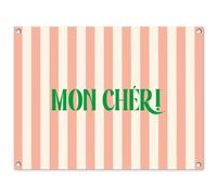 MuchoWow© Poster De Jardin 80x60 cm Deco Exterieur Decoration Balcon Décoration Affiche Murale Extérieur Terrasse Mur Déco Appartement Décorative Rose pâle - Vert - Rayures - Mon Chéri