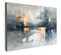 Muchowow Toile abstraite gris doré - 140x140 cm