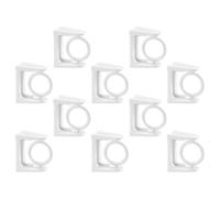 MUCKLILY 10 Pièces Support Adhésif pour Tringle à Rideaux Blanc, Crochet Rotatif en Abs, Design Rond Adaptable pour Installations Plates et d'angle, pour Salle de Bain