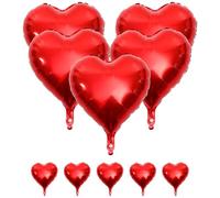 MUCKLILY 10pièces Ballons Forme de Cœur Aluminium Rouge Décoration de Fête Anniversaire Mariage Saint Valentin Accessoires Festifs