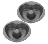 MUCKLILY 2 Pièces Moule à Donuts de Cœur, Petit Moule à Gâteau, Acier au Carbone Noir, Antiadhésif, Léger, Facile à Utiliser, pour DIY Cake et Pâtisserie Maison