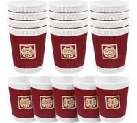 MUCKLILY 20 Pièces Gobelet en Papier Jetable 9 Oz Rouge | Carton Ondulé, Usage Unique, Design Festif Généreux, Empilable, Résistance à Chaleur, pour Banquet