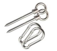 MUCKLILY 4 Pièces Kit Suspendre pour Hamac en Acier Inoxydable, Argenté | Crochet pour Hamac, Usage Sécurisé et Simple, pour Chaise Suspendue, Entraîneur Suspendre, Bois