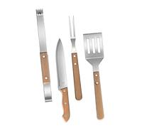 MUCKLILY Ensemble de Grillades Portable pour Barbecue Extérieur Kit 4 Pièces en Acier Inoxydable Léger et Facile à Utiliser pour Picnic et Vacances