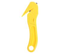 MUCKLILY Ouvre-lettres de Poche Sécurisé, Coupe-carton Portable Jaune | Plastique et Acier, Design Ergonomique, Ouverture de Boîtes et Ruban, Format Voyage, Usage Bureau