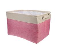 MUCKLILY Panier de Rangement Pliable en Coton Lin Multifonction 35x30x25 Cm Beige et Rose pour Vêtements et Jouets, Panier à Linge Résistant à L'usure pour Organisation Maison et Bureau