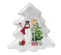 MUCKLILY Plateau De Rangement Décoratif Céramique Style Scandinave Forme Sapin De Noël Plat Apéritif Léger pour Desserts Fruits Et Salades Assiette Motif Bonhomme pour Usage Familial Et FES