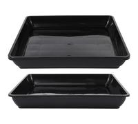 MUCKLILY PP Épaissi Soucoupes Carrées Noires pour Pots de Fleurs, Lot de 2 | Plateaux de Récupération Profonds 4,8cm, sans Trous, pour Pots en Argile, Salon et Bureau