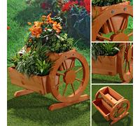 Mucola 2x bac à fleurs + roues et 2 jardinières Bac à plantes Balcon Bac à plantes Jardin Bac en bois Décoration Plantes Fleurs Design