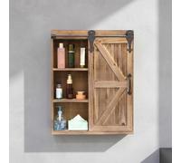 Mucola Armoire murale porte coulissante armoire à glace étagère murale armoire murale étagère vitrine armoire de salle de bain - brun