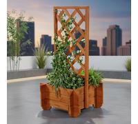 Mucola Bac à plantes avec treillis Bac à plantes avec treillis Aide pour grimper Bac à fleurs en bois Cadre pour grimper Pergola Jardin Aide pour grimper - Marron