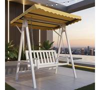 Mucola Balançoire hollywoodienne 3 places avec toit Balançoire de jardin Balançoire suspendue Banc de balançoire en bois Balançoire toit Chaise longue de jardin - Blanc