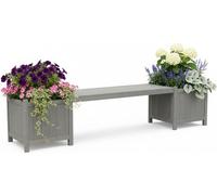 Mucola Banc de jardin avec bacs à fleurs Banc de jardin en bois Banc avec jardinières - Gris