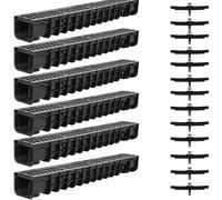 Mucola Caniveau 6 m avec Grille en Fonte B125 jusqu'à 12,5 t argenté | Système emboîtable extensible, antivols inclus, élément 100x14x11,5 cm, pour cour et allée