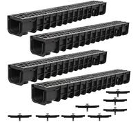 Mucola Caniveau de Drainage 4 m avec Grille Fonte B125 jusqu'à 12,5 t, Noir | système emboîtable extensible, sécurités antivol, éléments 100x14x11,5 cm, cour, allée, terrasse