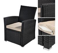 Mucola Chaise de jardin à dossier haut Noir Chaise en rotin Poly rotin Chaise en osier Fauteuil de jardin Terrasse Sièges Balcon Lounge