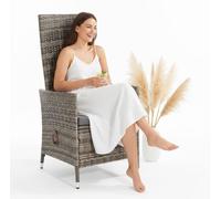 Mucola Chaise de Jardin Réglable Fauteuil de Jardin Relax Gris Poly rotin Meubles de Jardin Balcon Siège Fonction Couchage Fauteuil de Repos