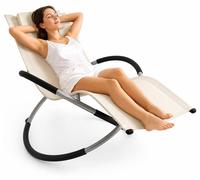 Mucola Chaise longue à bascule pliable Chaise longue de relaxation Chaise longue de jardin 200kg Chaise longue de plage Chaise longue de balcon - Beige