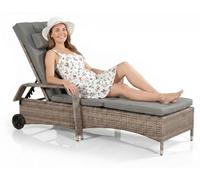 Mucola Chaise longue en rotin Meuble de jardin en rotin Chaise longue de terrasse Balcon Chaise longue de sauna Chaise longue de bain Chaise longue de plage - Gris