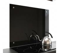 Mucola Crédence de cuisine verre trempé 6 mm 80x60 cm noir | Verre de sécurité trempé, résiste à la chaleur, anti-chocs, chants polis, 4 trous, kit de montage inclus