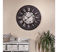 Mucola Horloge murale Décoration 33CM Bois Gris Analogique Motif Horloge de salon Horloge de cuisine Vintage Shabby Chic Horloge à quartz Horloge de bureau - Londres Noir