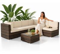 Mucola Lounge Set Polyrattan Meuble de jardin en rotin Ensemble de jardin Canapé Groupe de repas Garniture de jardin - Marron