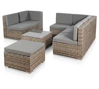 Mucola Lounge Set Polyrattan Meuble de jardin en rotin Ensemble de jardin Canapé Groupe de repas Garniture de jardin - Gris