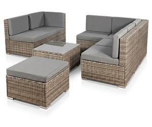 Mucola Lounge Set Polyrattan Meuble de jardin en rotin Ensemble de jardin Canapé Groupe de repas Garniture de jardin - Gris