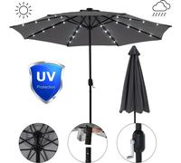 Mucola Parasol Ø3m incl. LED Parasol de jardin pivotant à 360° Parasol de terrasse Parasol de marché Parasol de plage - Gris avec LED