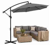 Mucola Parasol à manivelle Parapluie de jardin Parapluie de marché Parapluie de plage Parasol de terrasse Protection solaire - Gris 3,5 m
