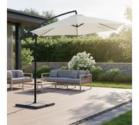 Mucola Parasol à manivelle Parasol ampli de jardin Parasol de marché Parasol de plage Parasol de terrasse Protection solaire - Beige 3 m