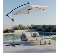 Mucola Parasol à manivelle Parasol ampli de jardin Parasol de marché Parasol de plage Parasol de terrasse Protection solaire - Beige avec LED 3 m