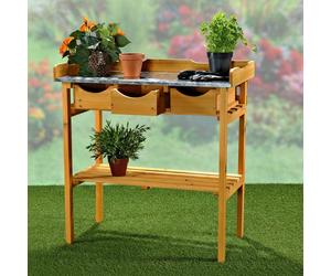 Mucola Table de jardin Table de jardinage Table de travail Table de jardinier Table en bois Table à tiroirs Tablette Outdoor