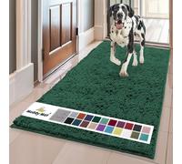 Muddy Mat® AS-SEEN-ON-TV Paillasson en microfibre très absorbant pour animal domestique, antidérapant, épais et lavable, en chenille douce pour cuisine, chambre à coucher, intérieur et extérieur, vert