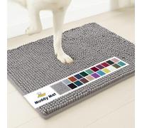Muddy Mat® | Paillasson d'intérieur super absorbant, en microfibre chenille à séchage rapide, antidérapant, lavable en machine, tapis pour animaux domestiques, gris, XXXL 183 x 122 cm