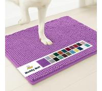 Muddy Mat® Paillasson original pour chien pour pattes boueuses, en microfibre super absorbante, antidérapant, lavable, à séchage rapide, lavable en machine, pour intérieur et extérieur, violet, 45,7 x