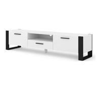Mueble TV Stand Hi-Fi Nuka 200 cm Blanc Mat Salon Commode