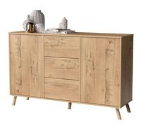 Muebles Pitarch | Aparador Salon Salle à Manger, Buffet, Meuble Auxiliaire, 2 portes et 3 tiroirs, Chêne , 89x140x40cm, Cuisine, Poignée Push , Moderne, Nordique, modèle Oslo